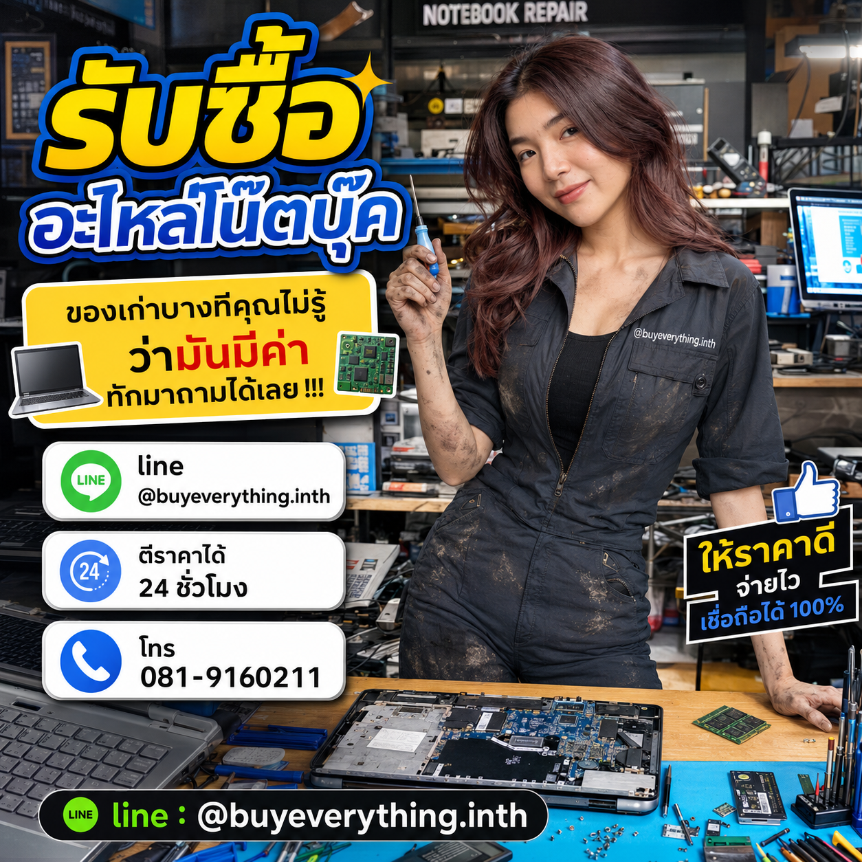 รับซื้อซากโน๊ตบุ๊ค ติดต่อง่าย ตอบเร็ว ประเมินราคาฟรี