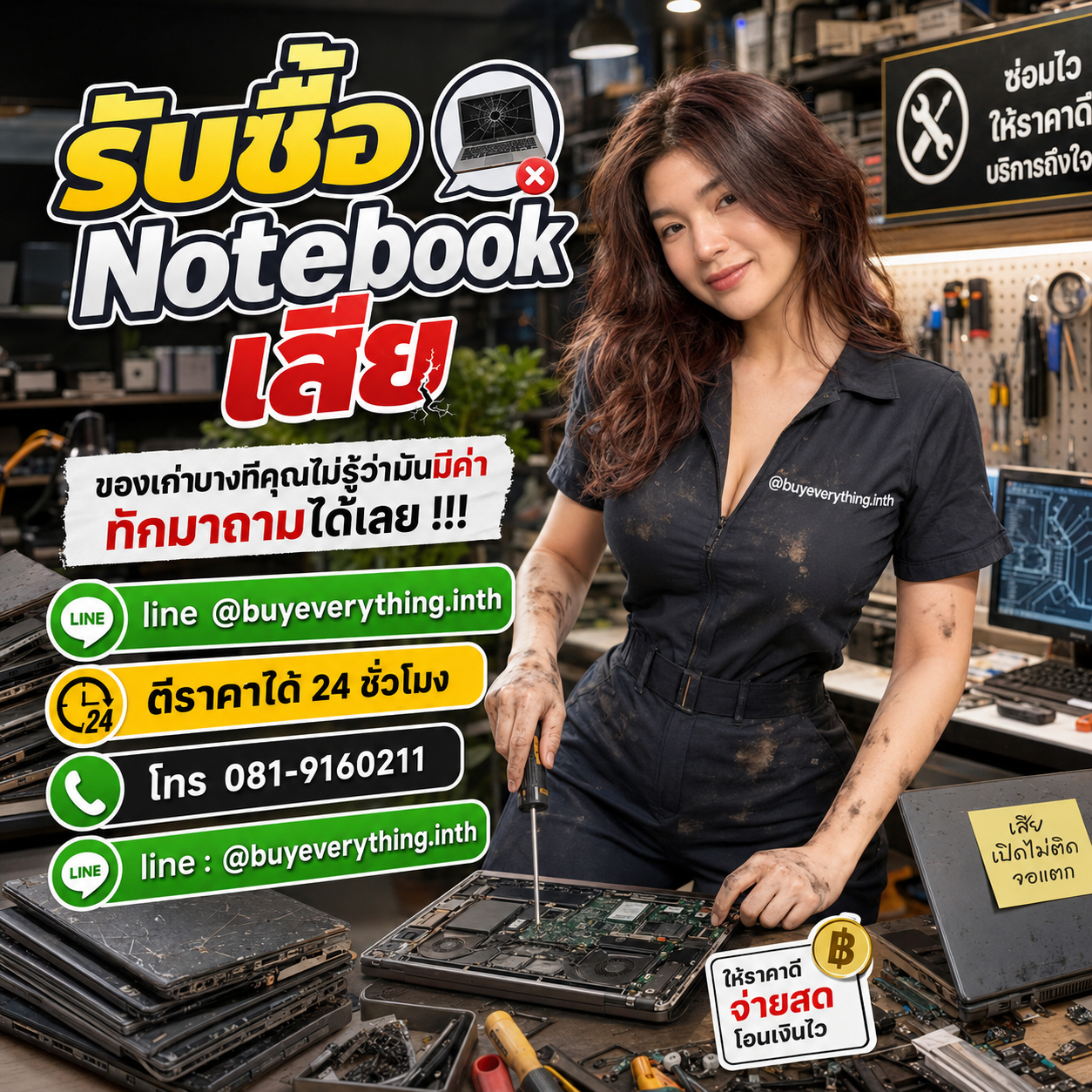 รับซื้อซากโน๊ตบุ๊ค ติดต่อง่าย ตอบเร็ว ประเมินราคาฟรี