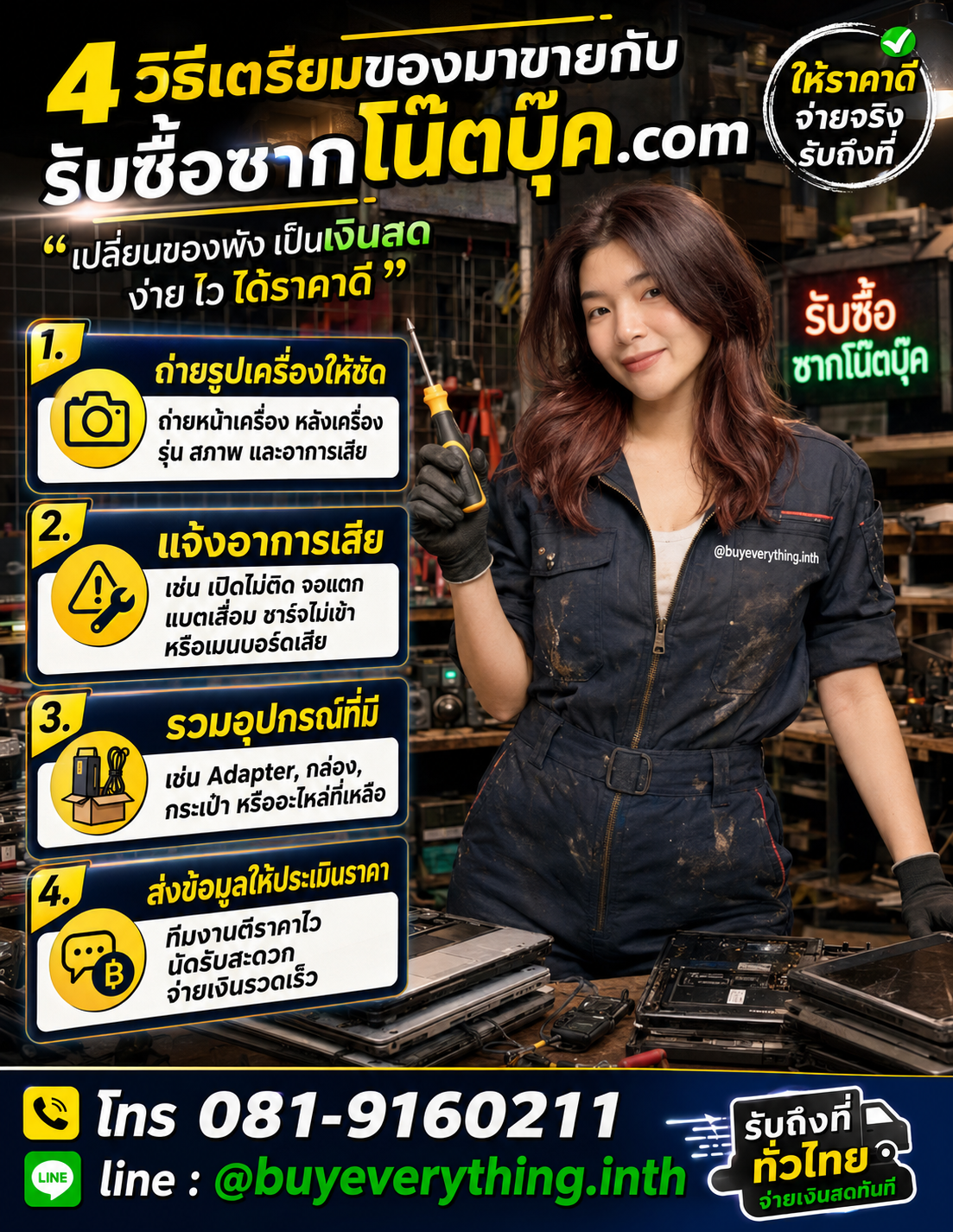 การเตรียม โน๊ตบุ๊คจอแตก ก่อนขายกับ รับซื้อซากโน๊ตบุ๊ค.com